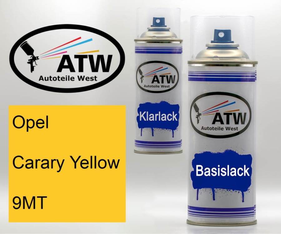 Opel, Carary Yellow, 9MT: 400ml Sprühdose + 400ml Klarlack - Set, von ATW Autoteile West.